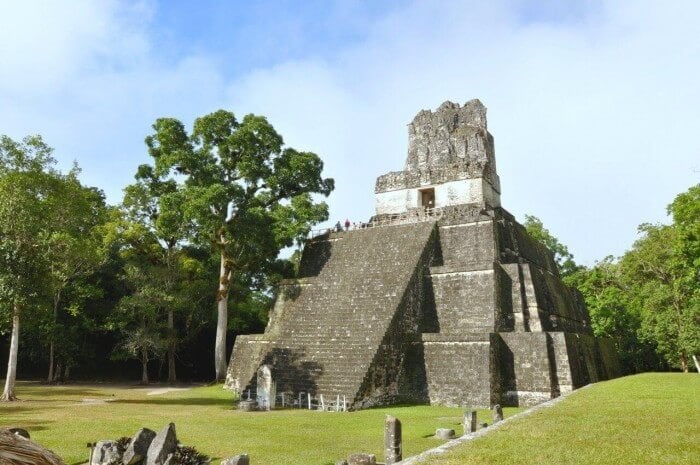 Pyramid at archeological ruins of Tikal in Guatemala.