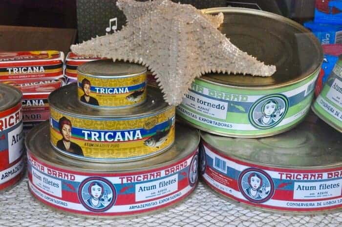 Cans of tuna and other fish at Conserveira de Lisboa in Lisbon.