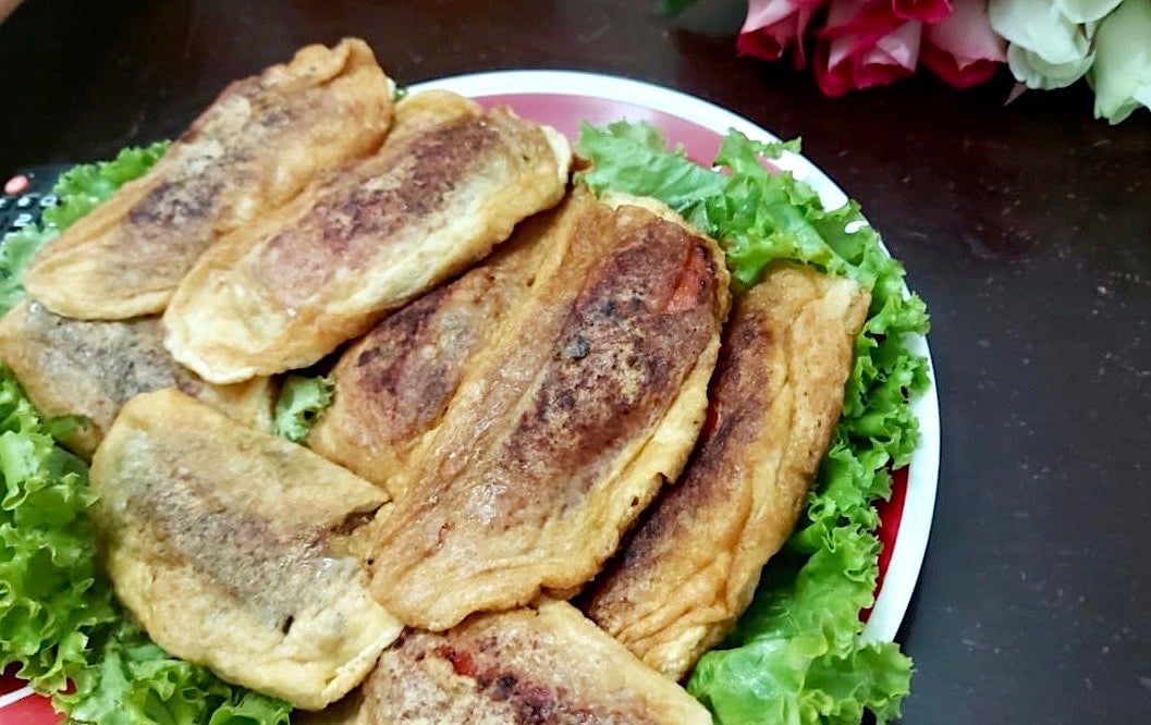 Guatemalan Chile Rellenos on a plate. 