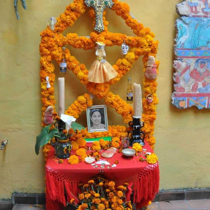A home altar decorated for Day of the Dead