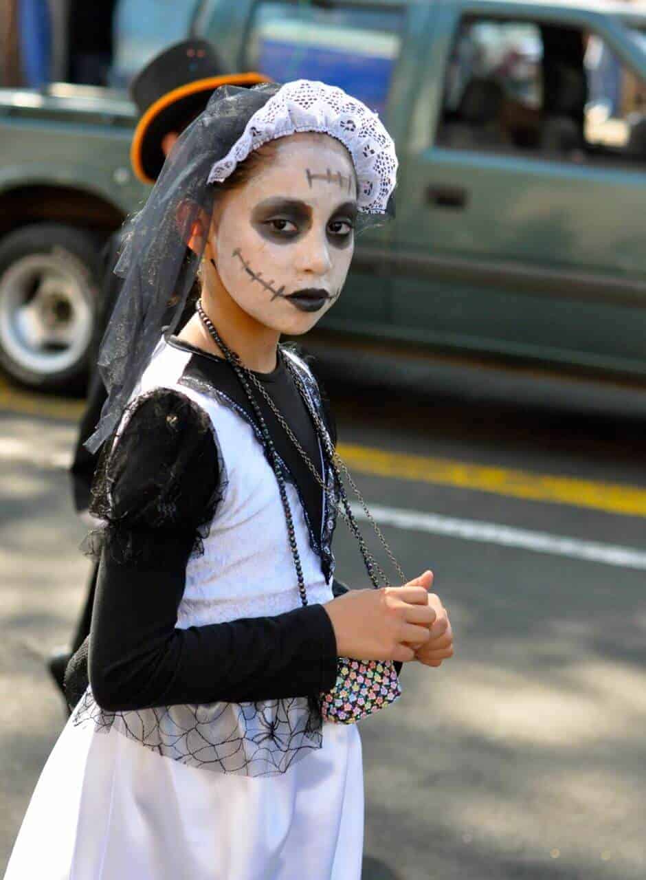 Young girl on Day of the Dead in Patzcuaro, Mexico.