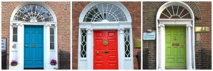 Trio of colourful Georgian doors in Dublin