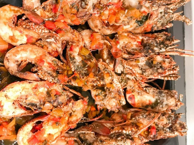 Grilled spiny lobster tails