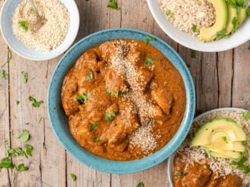 Overhead shot of Guatemala National Dish Pepian de Pollo