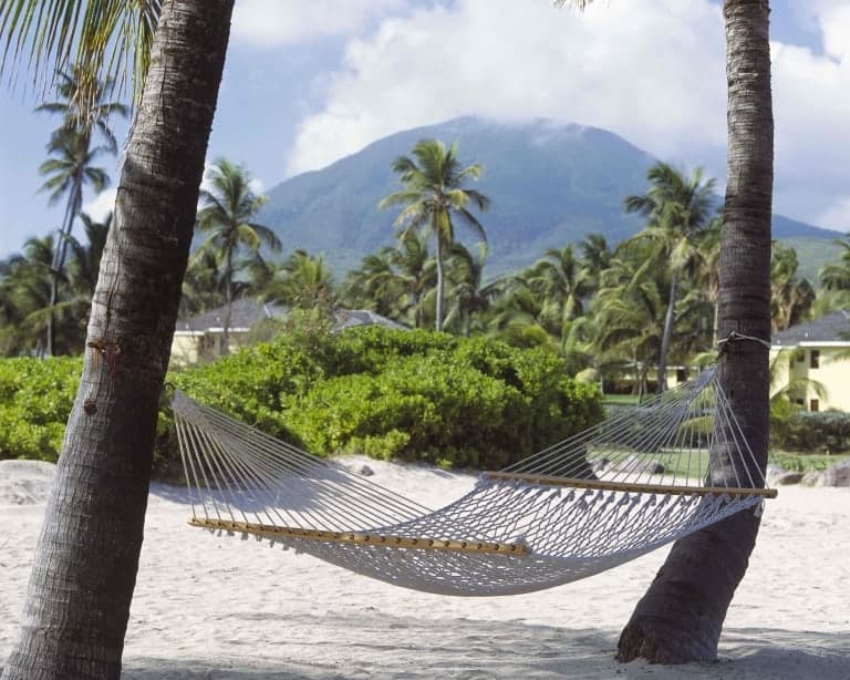 Hammock with Mount Nevis in the background Credit Nisbet Plantation