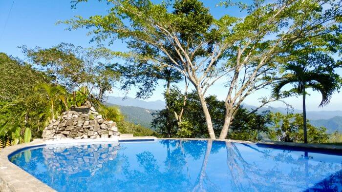 A dreamy view from the pool in Pluma Hidalgo
