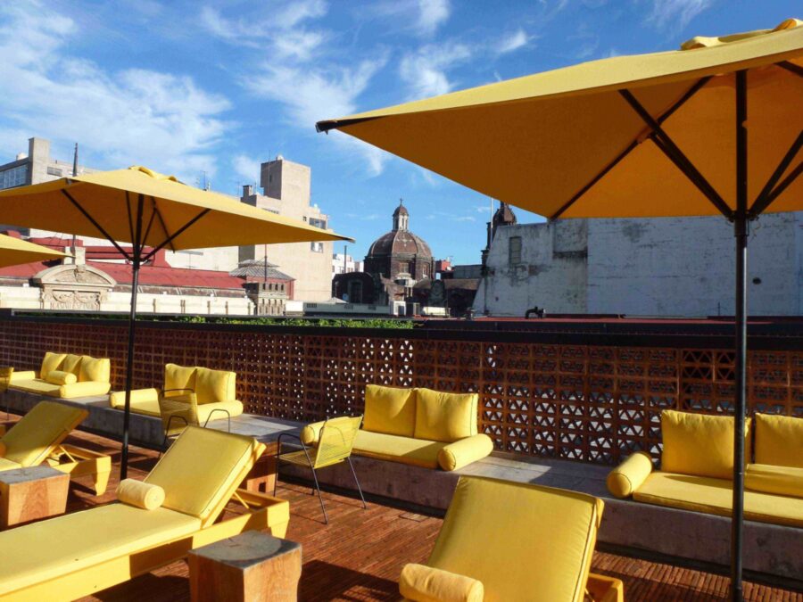 Rooftop bar at Hotel Downtown in Mexico City.