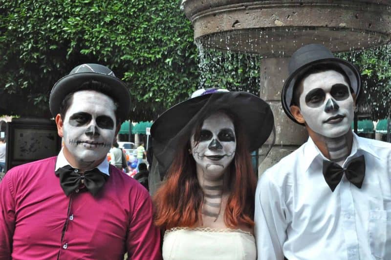 Teenagers in costume for Dia de los Muertos in Mexico 