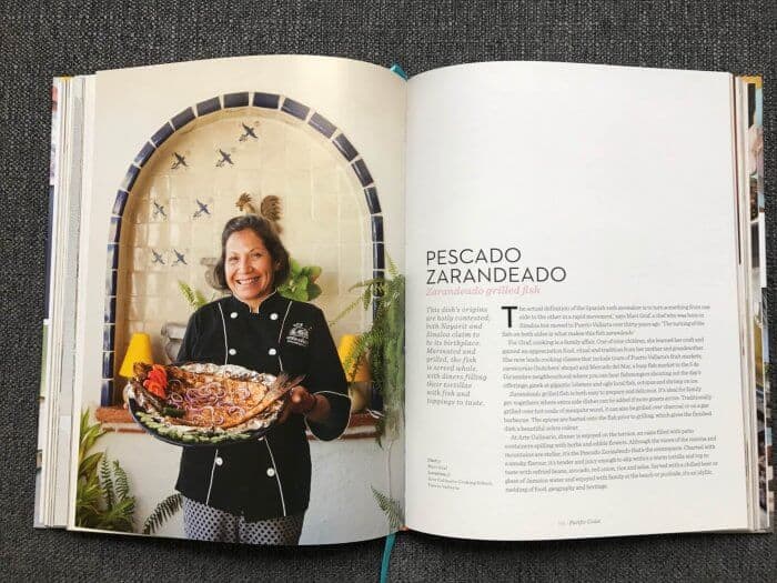 Chef Mavi Graf and Pescado Zarandeado displayed in Lonely Planet's Mexico cookbook.