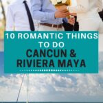 romantic couples in the water and going on a helicopter tour in Cancun Mexico.