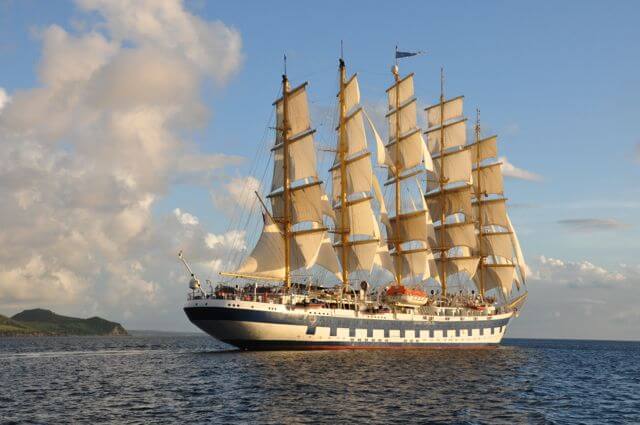 Royal Clipper sailing off St Kitt's