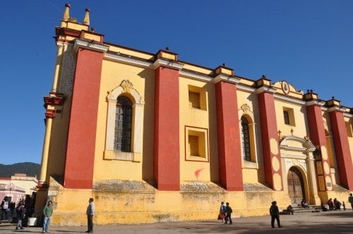 Sun shining on a building in San Cristobal de las Casas,, Chiapas, Mexico 