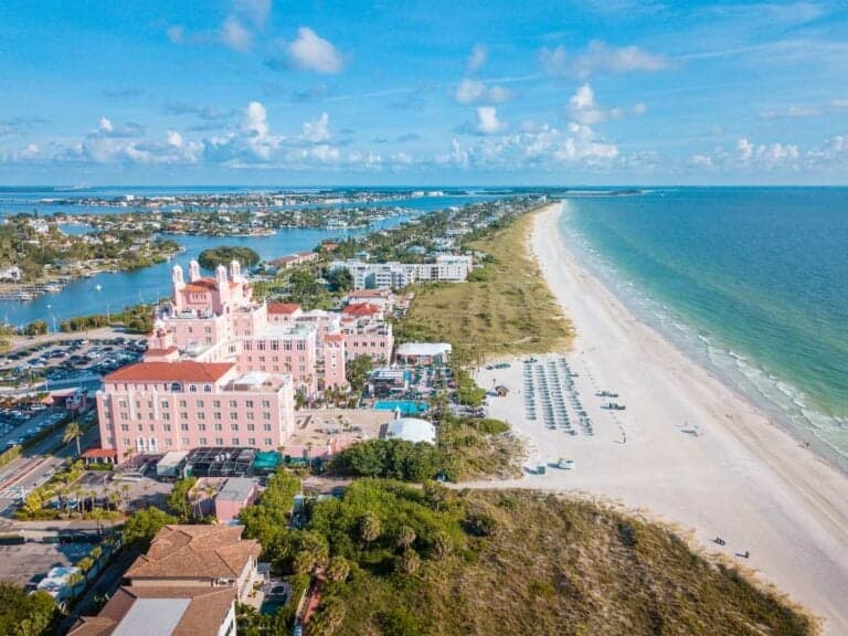 Aerial view of St. Pete Beach, Florida.