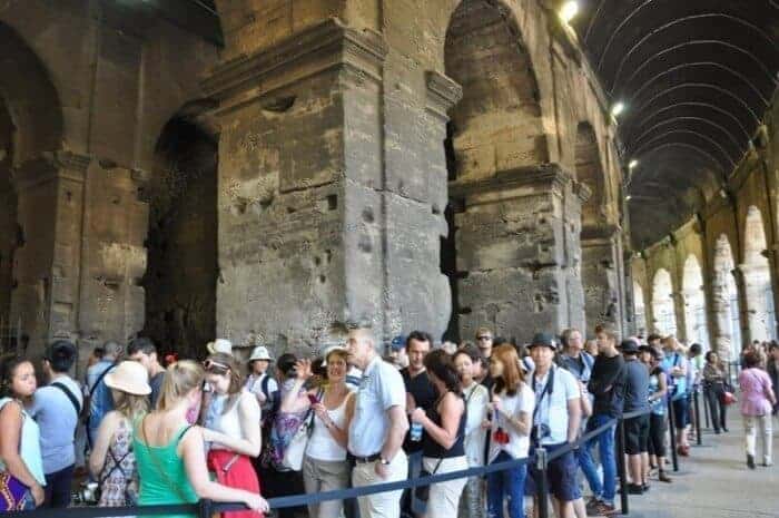 Standing in line at the Colosseum Rome