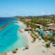 Aerial view of Sunscape Curaçao Resort, Spa and Casino on the ocean.