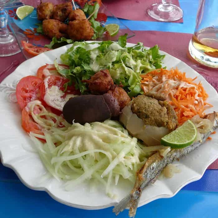 Boudin and other traditional cuisine in Martinique. 