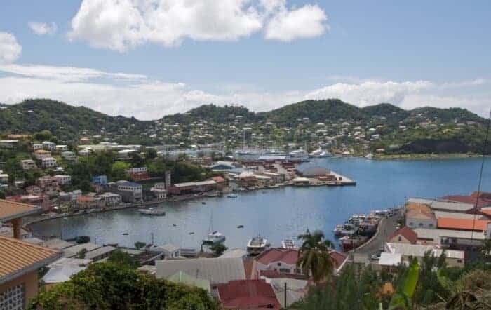 View of harbour in St. George's Town Grenada. 