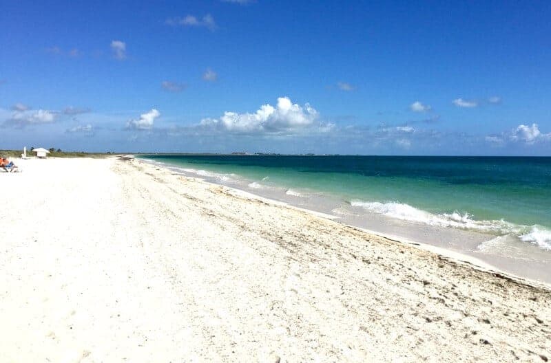 Beautiful white sand beach at Dreams Playa Mujeres north of Cancun.