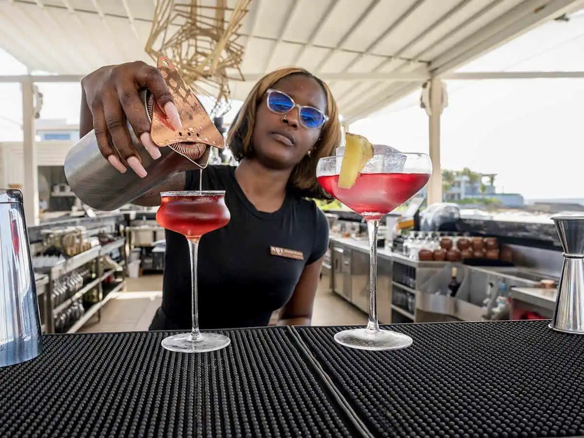 bartender pouring drinks. 