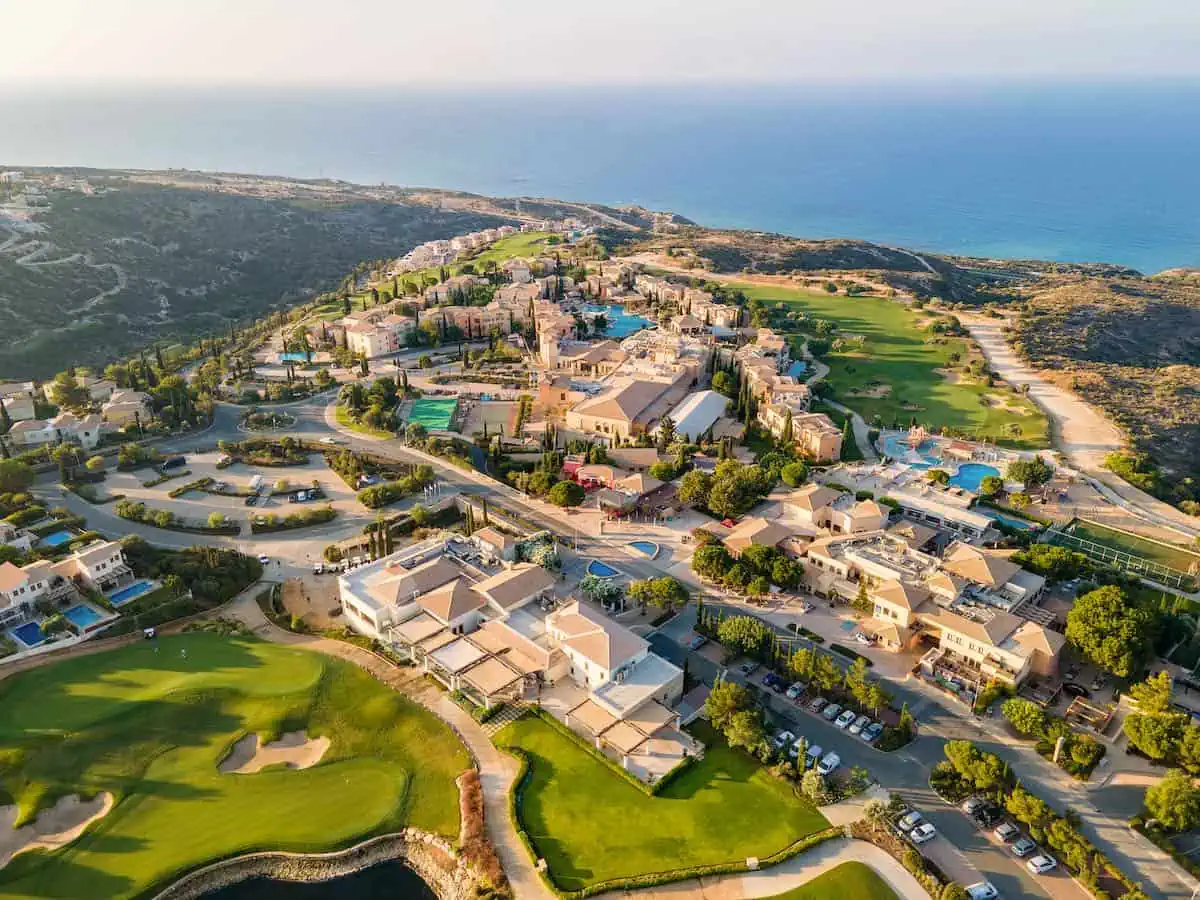 Aerial view of Aphrodite Hills Resort. 