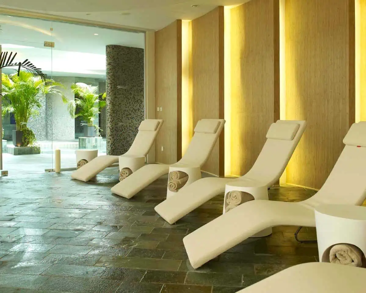 Blissful relaxation area with lounge chairs at Pearl Spa in Cyrpus.