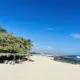 Playa Agua Blanca beach and seafood restaurants.