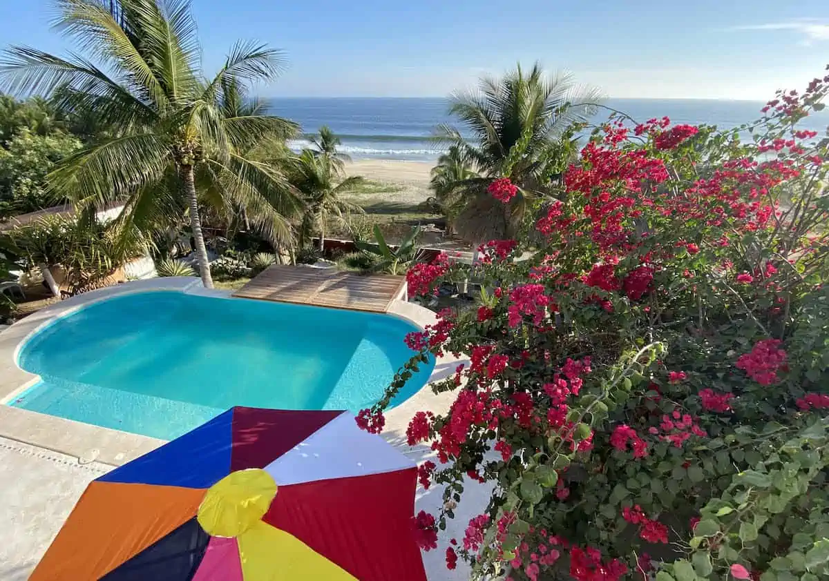 Swimming pool at Agua Blanca in Oaxaca. 