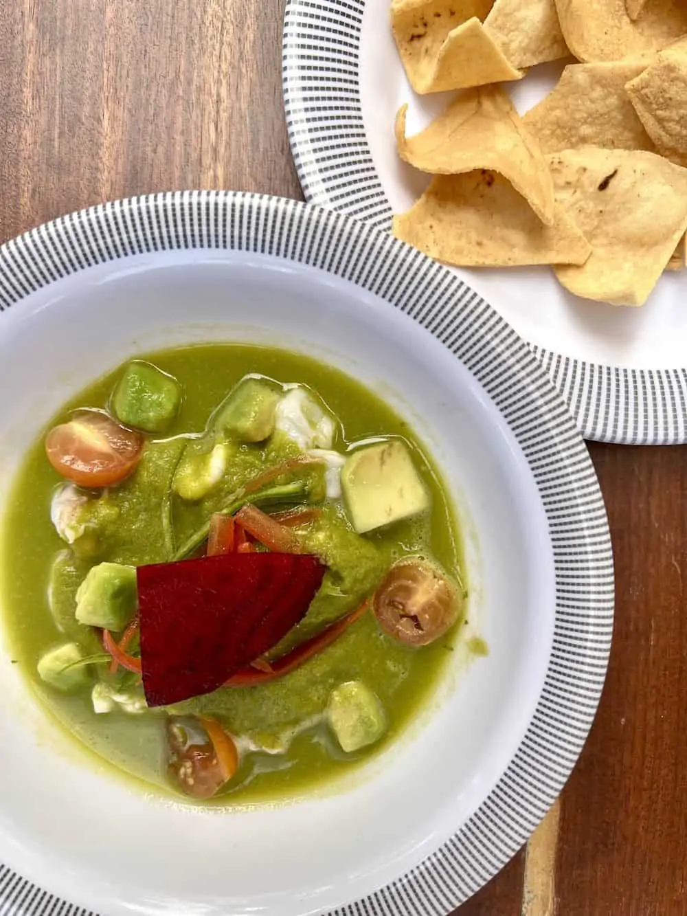 Aguachile de Camaron from the menu at Casa de Diseno rooftop.