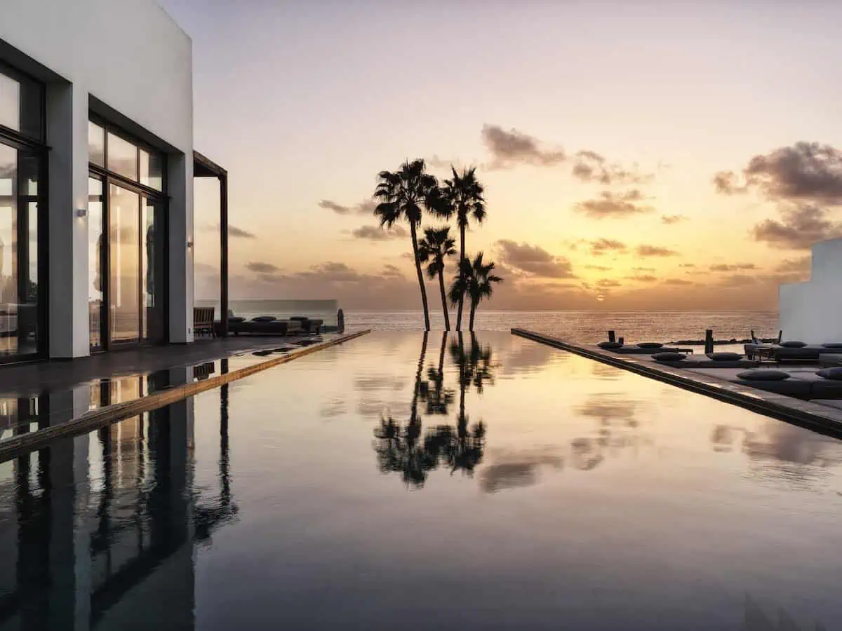 A view at sunset from the  breathtaking, 5-star spa at Almyra resort in Cyprus. 