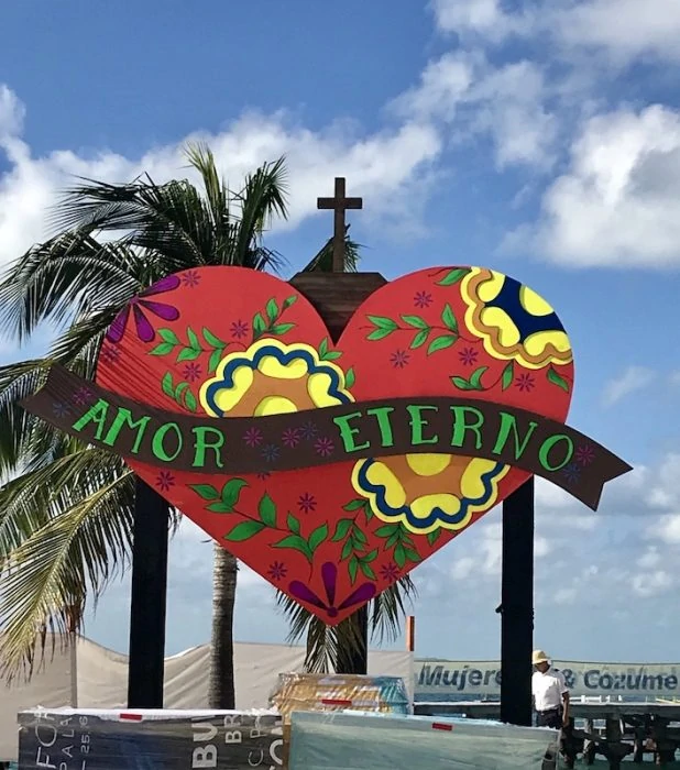 Large heart on Coral beach on Day of the Dead in Cancun.