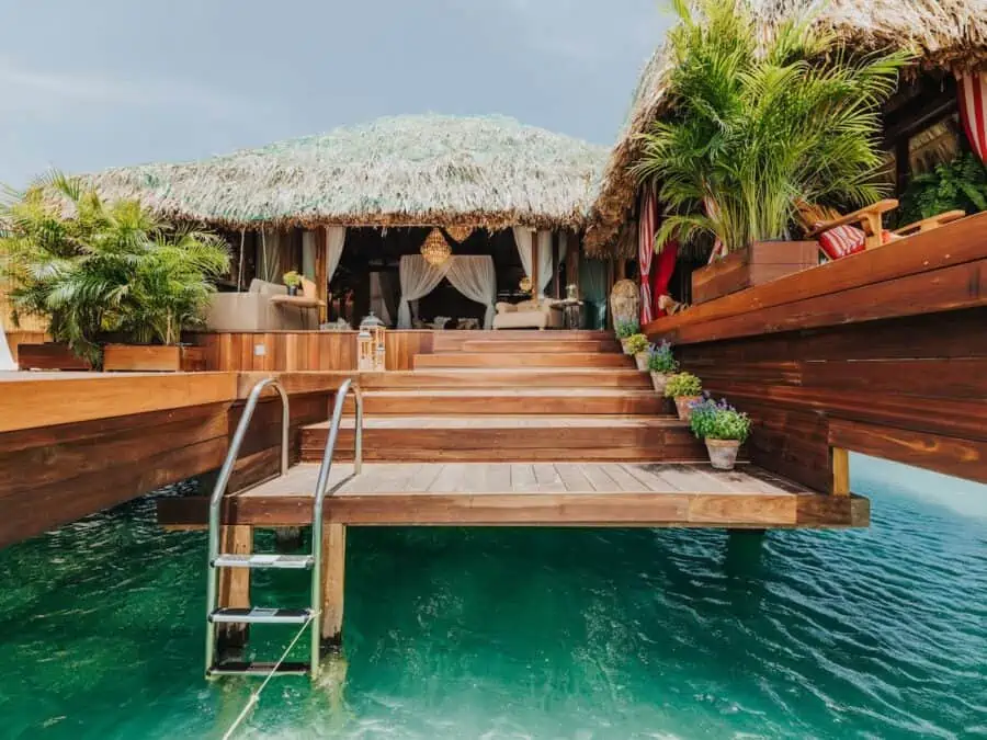 Aruba Ocean Villas with stairs leading to water.