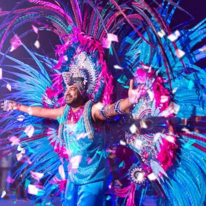 Man dancing in the Carnival in Aruba. 