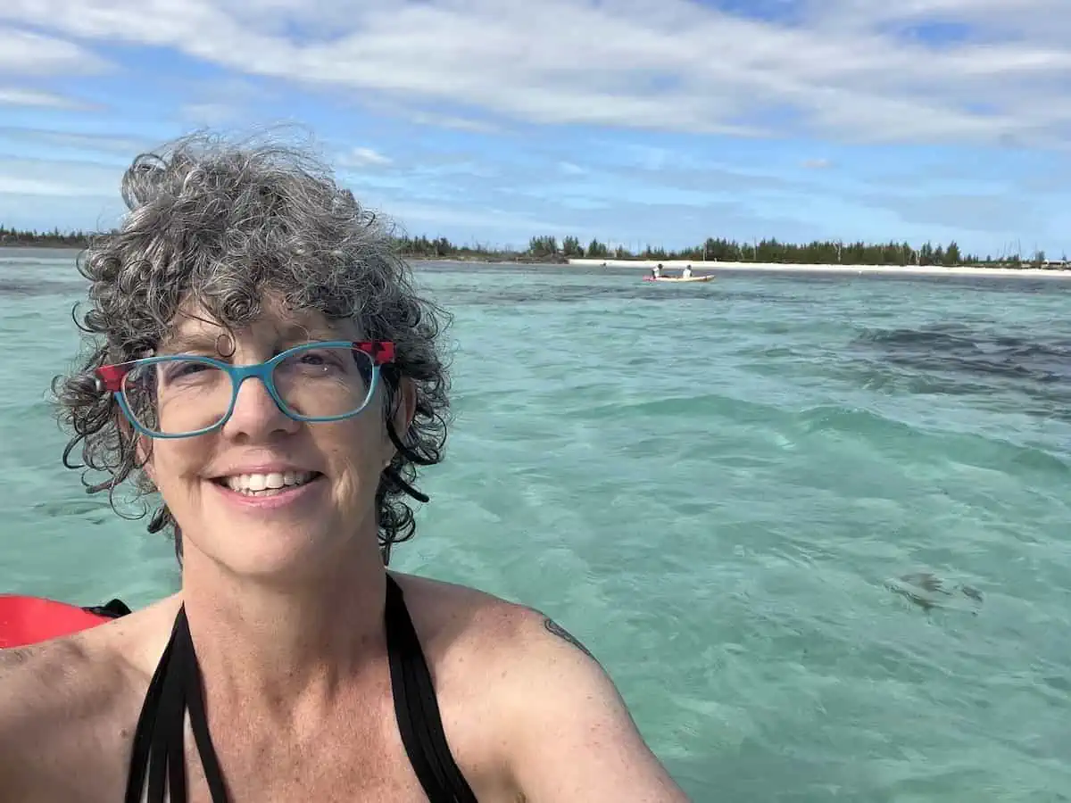 Author Jennifer Bain kayaking.