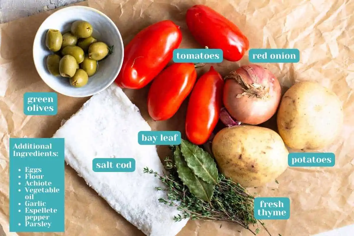 Ingredients for Bacalao a la Vizcaina