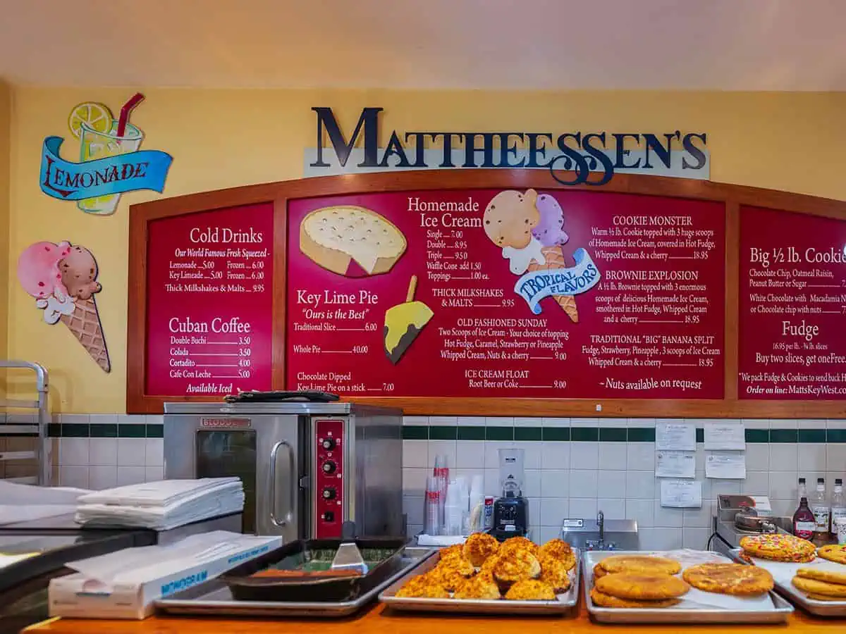 Matheessen's Bakery Sign of Key Lime Pie, a popular food in Florida Keys.
