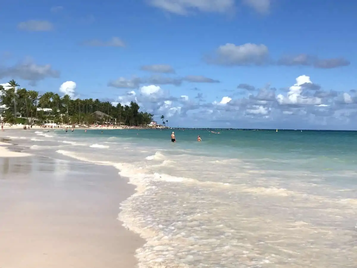 People swimming at Bavaro Beach in Punta Cana Dominican Republic. 