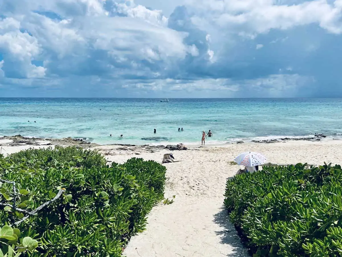 White sand beach at Hotel Xcaret Arte near Playa del Carmen Mexico.