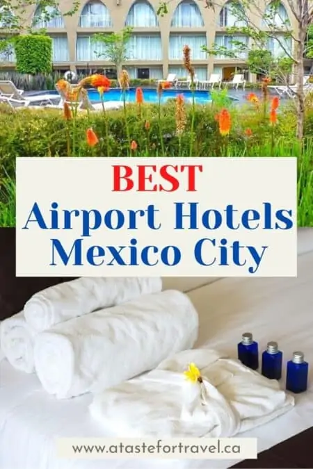 Collage of two hotels at Mexico City International Airport. t