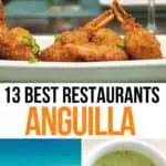 Collages of food and views at three Anguilla restaurants for Pinterest.