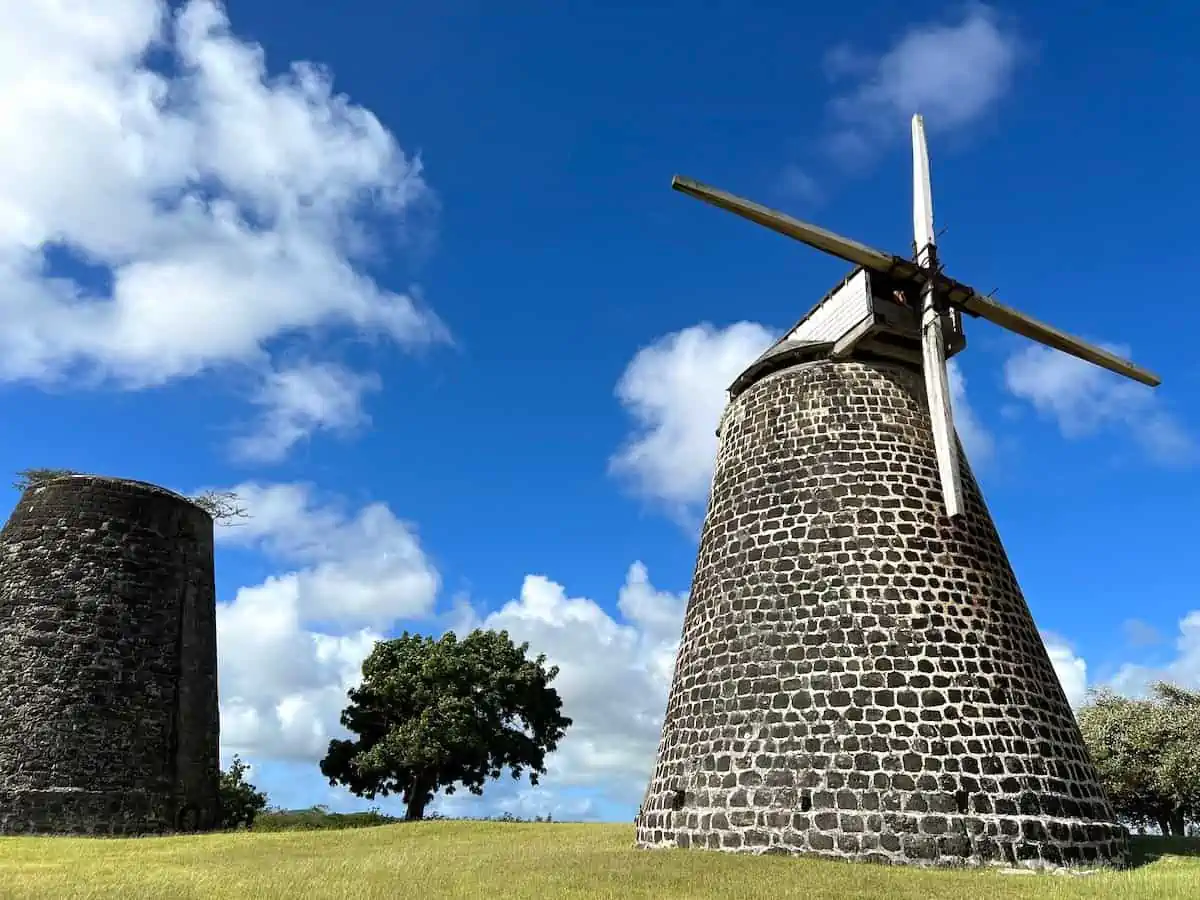 Windmill at Betty's Hope historic site in Antigua.