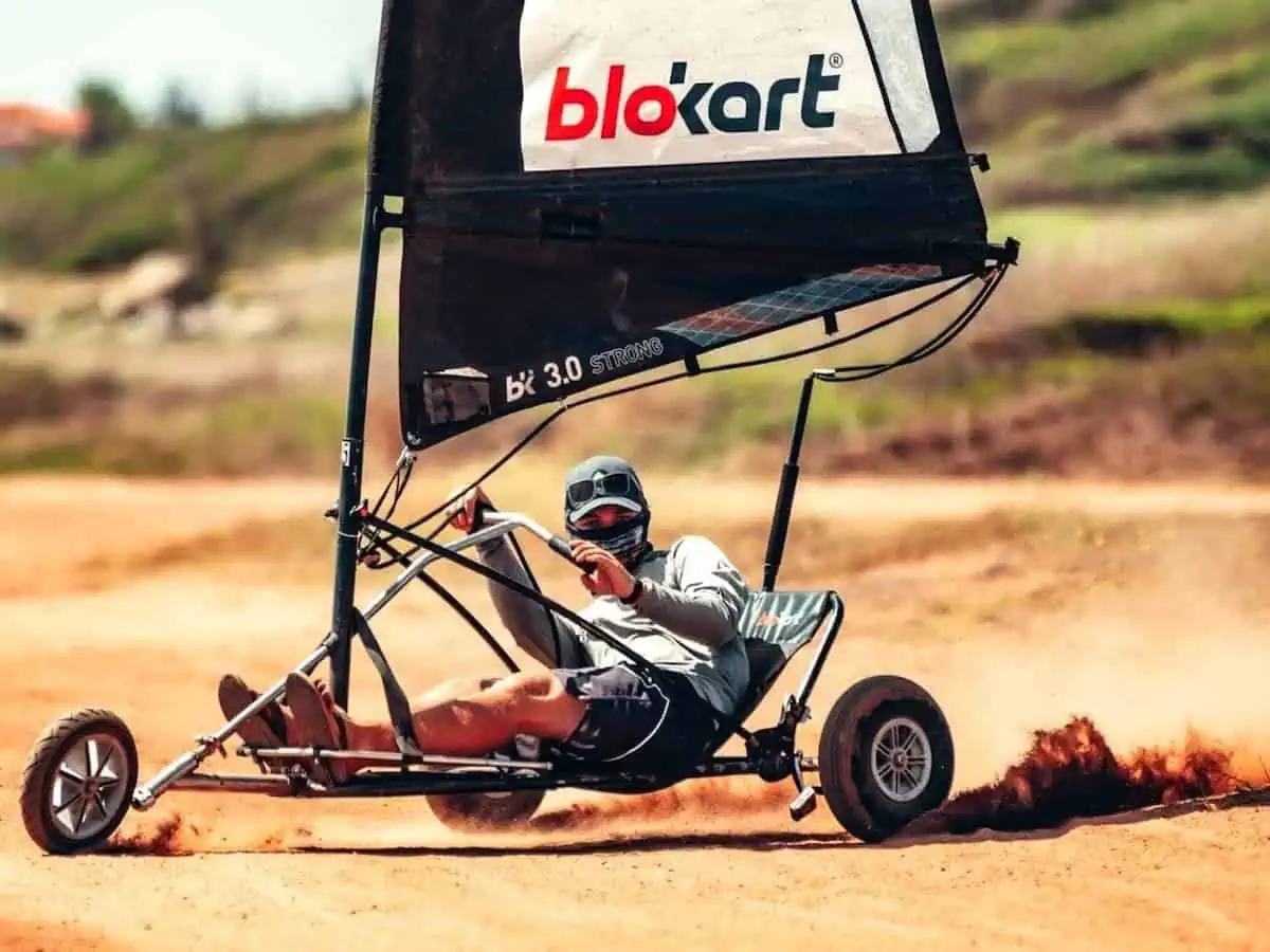 Man doing land sailing an exciting activity in Aruba. 