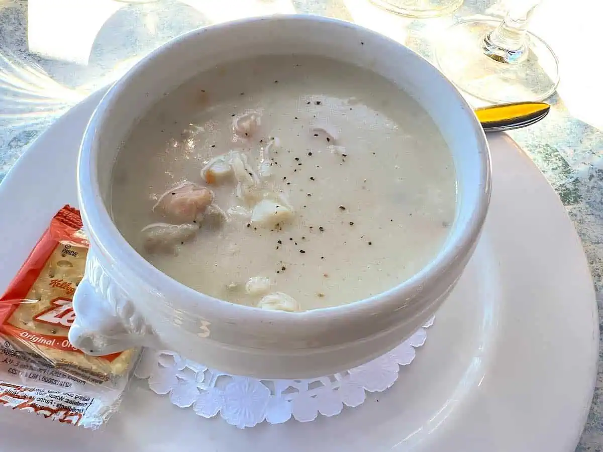 A bowl of seafood chowder at Salty's Restaurant in Halifax. 
