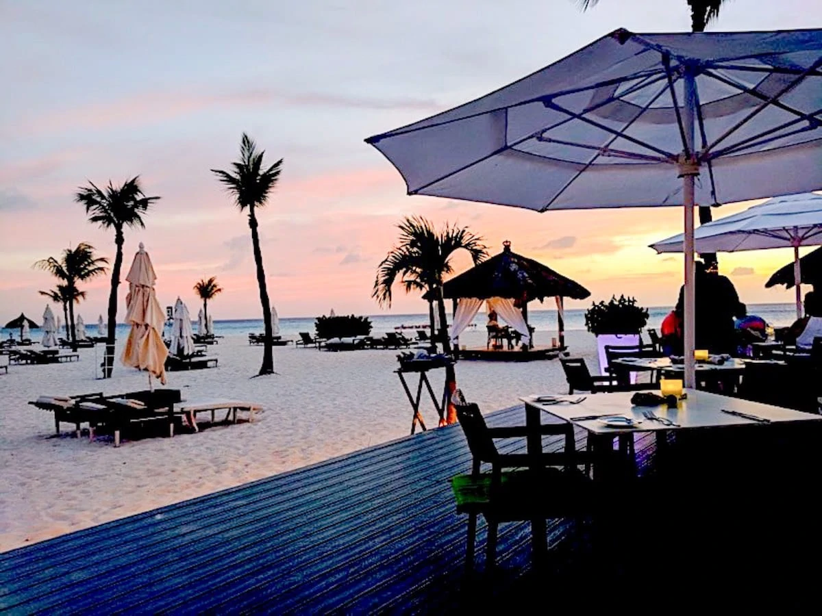 Sunset at Bucuti Resort Aruba. 