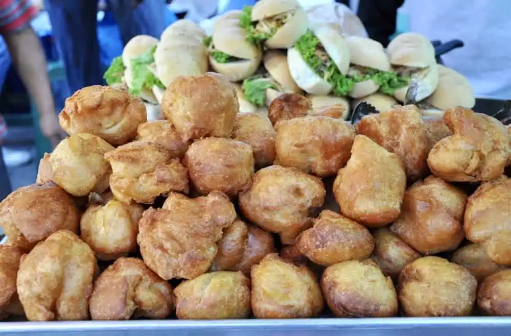 Bunuelos on a cart in Guatemala.