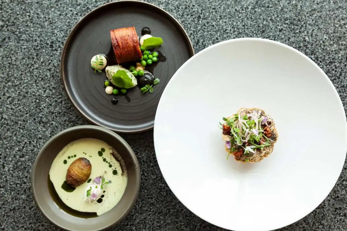 A trio of starters at Cedars an Irish castle restaurant.