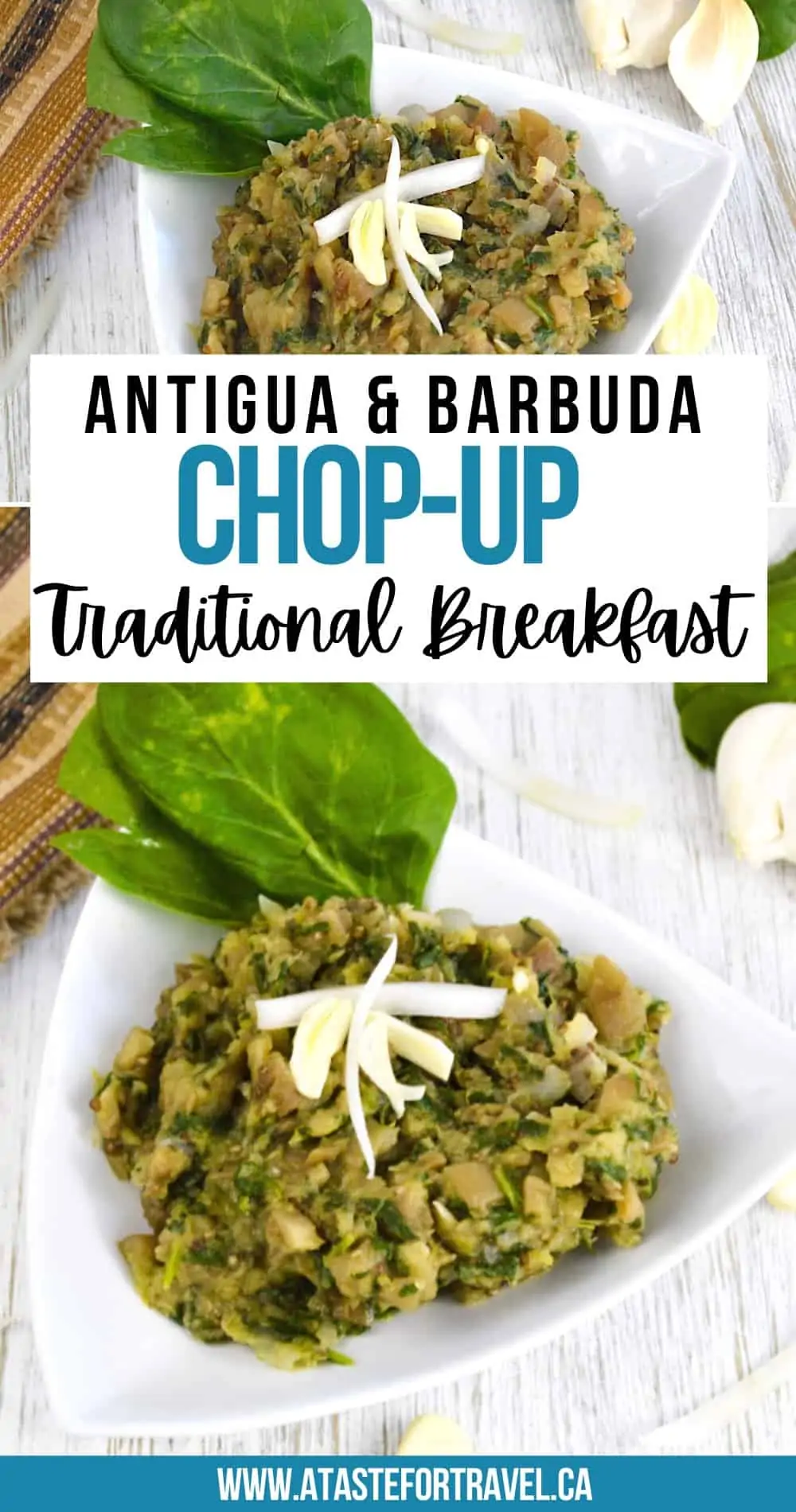 National dish of Antigua with text overlay for Pinterest.