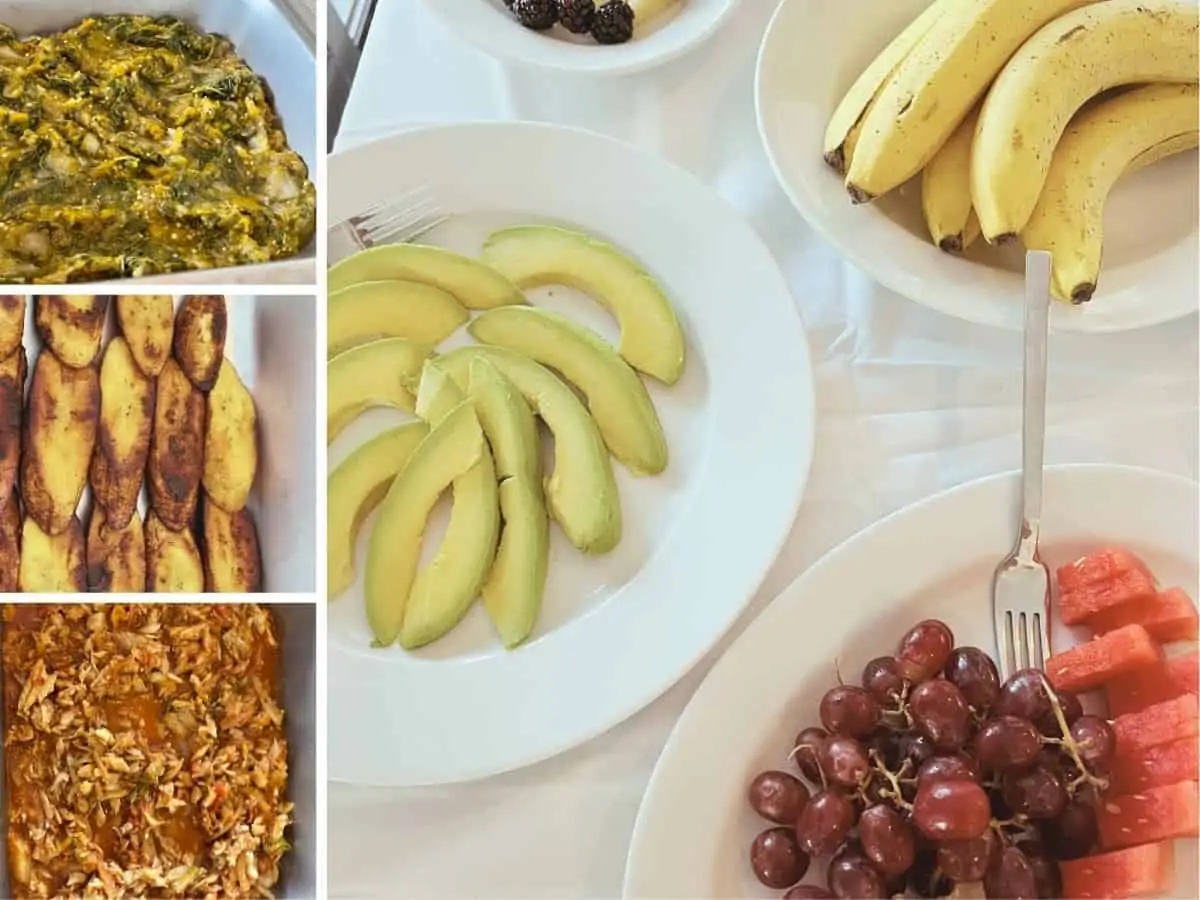 A collage of typical breakfast in Antigua and Barbuda.