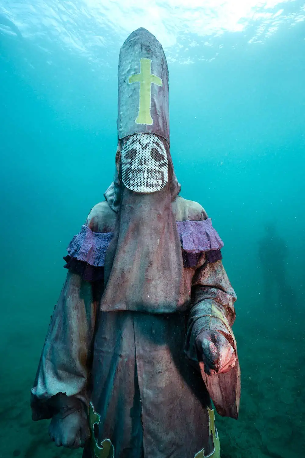 A Coral Carnival sculpture by Jason de Caires Taylor at the Grenada Underwater Sculpture Park.