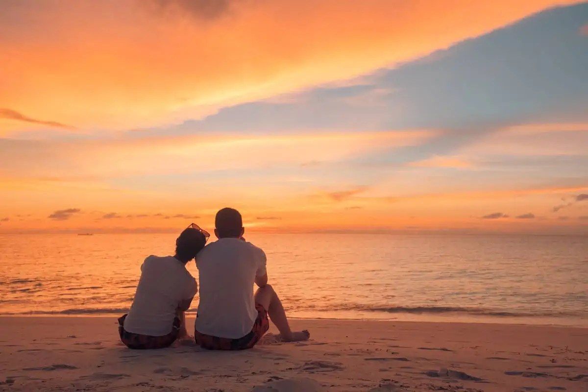 Couple at sunset. 