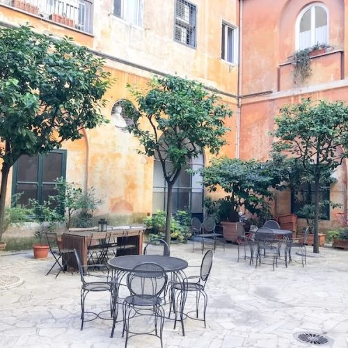 Courtyard at Casa di Santa Francesca Romana a Ponte Rotto Convent Stay in Rome